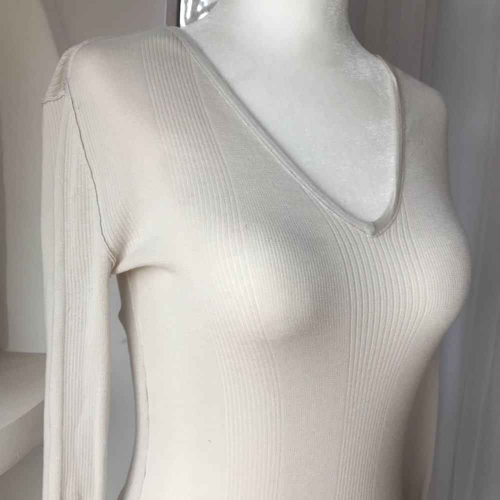 Inhabit Ivory V-Neck Sweater